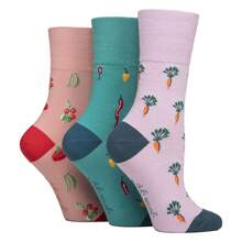 Gentle Grip Gentle Grip - 6 Pairs Ladies Non Elastic Soft Top Diabetic Socks Non Binding Soft Patterned Socks - Vegetables - View 2