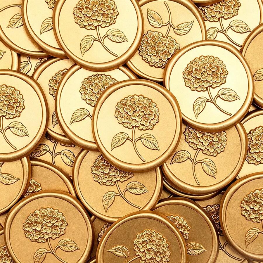 25pcs 3D Hydrangea Wedding Invitation Envelope Wax Seal Stickers, Suitable For Invitations, Christmas, Gift Packaging - Light Brown