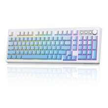 ATTACK SHARK K100 99-Key Wireless Gaming Membrane Keyboard, With Media Knob, 3-Mode Bluetooth/2.4GHz/USB-C, Side-Printed Keys, RGB Backlight, Retro Cute Cream Color Silent Computer Keyboard, Suitable For PC - Multicolor - View 12