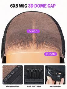 MEGALOOK Peluca frontal de encaje de 6x5 con densidad del 180%, onda profunda con reflejos #30, sin pegamento, peluca sin pegamento. Peluca rizada de 30 pulgadas con color resaltado 1BP30, cierre de encaje transparente de 6x5, 100% cabello humano virgen, capa duradera y ligera - SNATURAL/30 - Ver 8