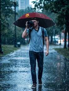 Customizable Adjustable Rain & Sun Protection Hat - Wide Brim Fishing, Hunting, Tea Picking Umbrella Hat With Strap, Lightweight, Foldable, Hands-Free Design, Suitable For Camping, Fishing, Gardening, Hiking, Cycling, Golf And Outdoor Adventures, Sports Style - Multicolor - View 9