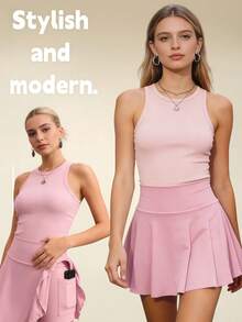 3 Pack Women's  Summer Clothes Active Skorts With Pockets, High Waist Lightweight Athletic Skirts  For Tennis Golf Yoga Running Daily Wear Womens Short Skirt - 彩色 - 查看 2