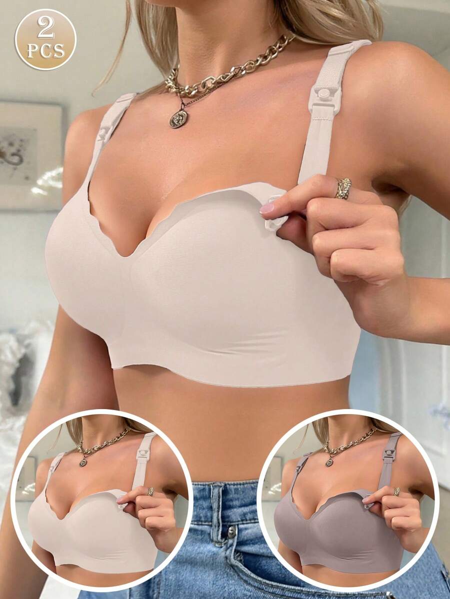 2pcs Maternity & Postpartum Nursing Bras, Wireless Lift-Up, Front-Open Anti-Sagging Bras - Multicolor - View 1