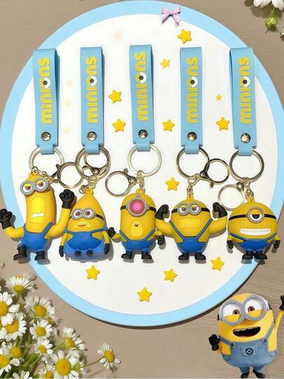 Minions 1pc Cartoon Soft Rubber Keychain, Plush Doll, Bag Pendant, Keyring. Best Holiday Gift For Friends, Perfectly Suitable For Party Atmosphere Decoration, Ideal For Party And Room Decor, Home Decoration, Christmas Gift, Valentine's Day Souvenir. Cute And Stylish, Ideal For Valentine's Day, Gifts, Decoration.