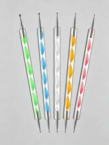 5 Stück Nail Art Punktierstifte, 5 verschiedene Größen Ersatzspitzen, Multi-Größen Strass-Picker-Stifte, langanhaltend Maniküre-Werkzeug-Zubehör, geeignet für DIY Nagelstudio-Verwendung, einfach für Anfängerinnen und Frauen - Verschiedenfarbig - Übersicht 2