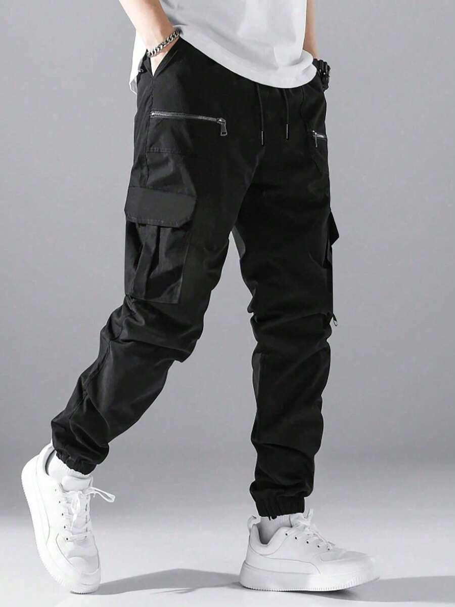 Tween Boys Fashionable Casual Cargo Pants,  Style - Black - View 1