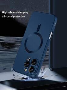 1pc Hadaasi Navy Blue Magnetic Matte Spray Oil Metal Texture Lens Film, Liquid Silicone Magnetic Wireless Charging Anti-Fingerprint Full-Body Shockproof Phone Case Compatible With Apple 17Pro/17ProMax/Air/17/16Pro/16ProMax/16Plus/16/16E/SE4/15Pro/15ProMax/15Plus/15/14Pro/14ProMax/14Plus/14/13Pro/13ProMax/13/12Pro/12ProMax/12/11ProMax/11/11Pro - Royal Blue (Magnetic Matte Finish) - View 4