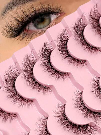 7 Pairs Fluffy Wispy Natural Lashes - Clear Band, Reusable, And Lightweight For A Fresh Eye Makeup Look - Perfect For Everyday Wear False Eyelashes