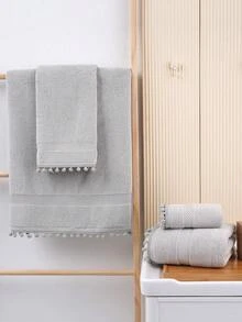 QIBHI 1/3/8 cái tùy chọn Khăn bông cotton tinh khiết thanh lịch/Khăn tắm/Khăn tắm lớn màu trơn viền satin 100% cotton bông tinh khiết mềm mại Khăn mặt/Khăn tắm trang trí nhà cửa phù hợp cho phòng tắm, khách sạn, phòng gym, du lịch, quà tặng, bãi biển, trường học, tựu trường, du lịch, phụ kiện du lịch, đồ dùng thiết yếu trong nhà, khăn, chăm sóc da - Màu Xám nhạt - Xem 3
