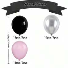 51pcs/27pcs Set Of 10-Inch Black, Metallic Silver, Macaron Pink Latex Balloon Arch Kit, Suitable For Birthday Party Decor, Graduation Ceremony, Proposal Scene Decoration, Anniversary, Wedding Decor, Bridal Shower, Bachelorette Party, Home Celebration, Bar Decor, Indoor & Outdoor Party Supplies - Multicolor - View 8
