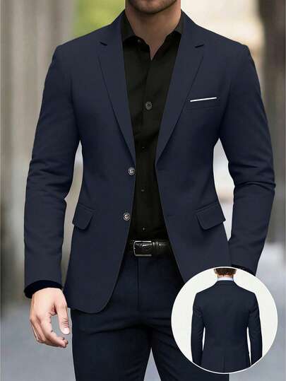 1pc Men's Solid Color Fashionable Slim Fit Casual Blazer Jacket, Suitable For Business And Leisure Occasions