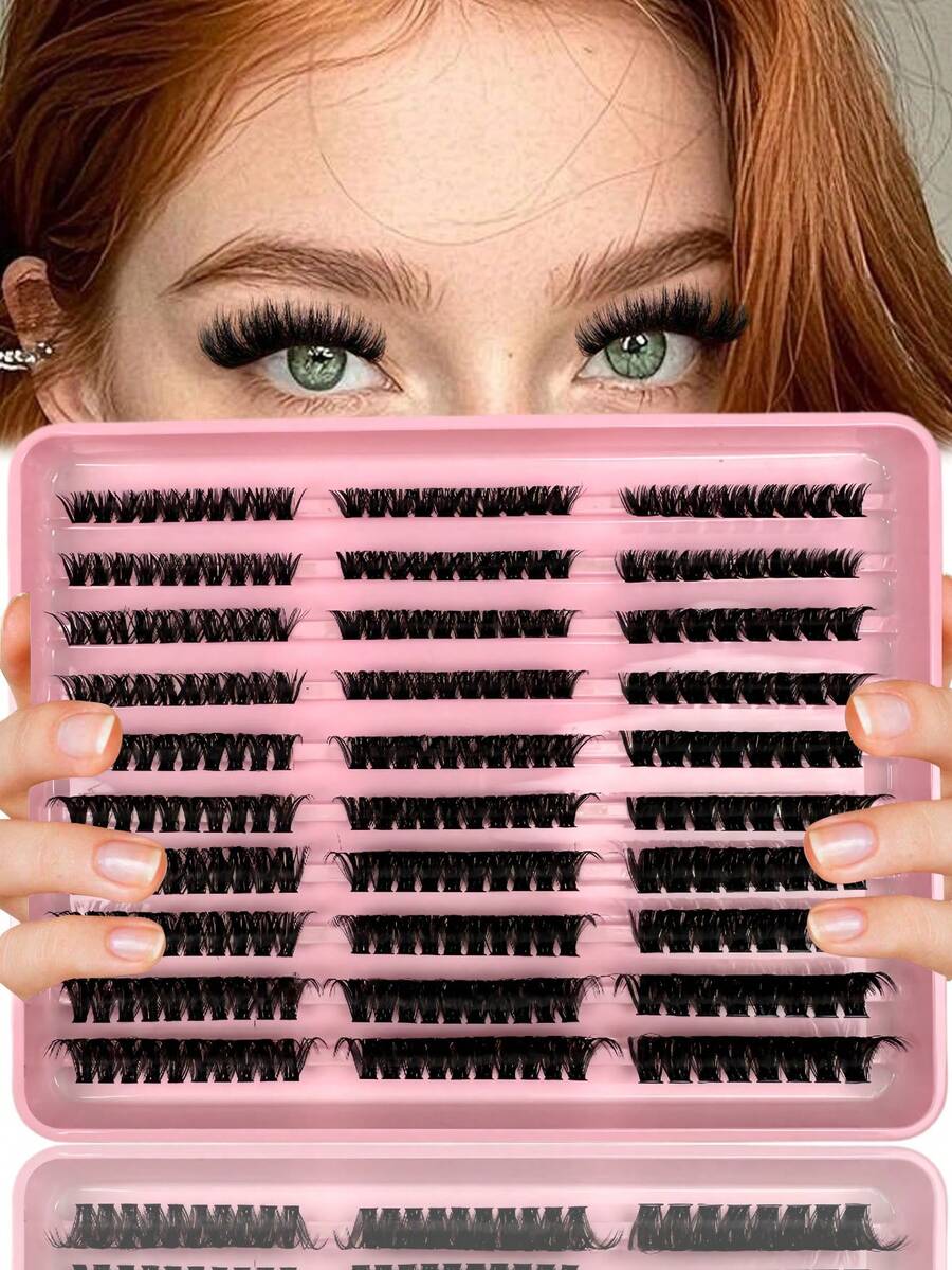 280簇，蓬松柔软睫毛，60D-80D-100D，9mm/11mm/13mm/15mm/17mm混合长度预制扇形俄式浓密3D簇状睫毛嫁接套装，单根睫毛，仿晒，簇状睫毛，睫毛簇，精致礼品，新手友好型睫毛簇，单根睫毛，假睫毛，假睫毛