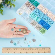 Bohemian Style DIY Bracelet Making Kit: 2200+ Flower Decor & Golden Decor Clay Beads. Multicolor Pink & Blue Friendship Jewelry Craft Set, Suitable For Women - Multicolor - View 11