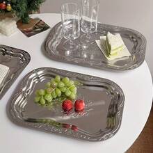 Back To School 3pcs Retro Plate Set, Dessert Plates, Breakfast Trays, Suitable For Afternoon Tea - 銀色 - 查看 10