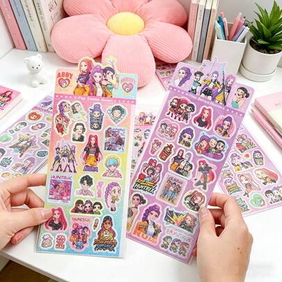 Hasbro Bộ 6 miếng dán vinyl lấp lấp lánh hình nhóm nhạc K-POP Witch Hunter, Thợ săn quỷ K-Pop, Văn phòng phẩm dễ thương Kawaii chống thấm nước phong cách INS, Thích hợp cho các bạn nữ tuổi teen, fan K-Pop, thợ săn, nhạc Pop Hàn Quốc, series Chiến binh Thợ săn, đồ dùng học tập, trang trí sổ kế hoạch, quà tặng tiệc tùng, đồ thủ công DIY, quà tặng concert K-Pop, thích hợp làm quà tặng Ngày của Mẹ, Ngày Nhà giáo, Lễ tốt nghiệp, Quà sinh nhật.