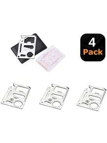 11-In-1 Survival Pocket Tool Compact Credit Card Multi-Tool For Camping Hiking And Outdoor Adventures Includes Bottle Opener And Wallet-Sized Utility Features Perfect Emergency Gear And Gift Set For Everyone 4-Pack - 4-pack - View 2