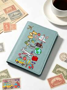 1PC Cute Cartoon Pattern PU Passport Cover, Travel Wallet With Card Slots - Suitable For Men, Women, Global Travel Passport Holder, Business Travel People Unique Gift, White, Black, Yellow, Pink, Blue, Red, 6 Color Options, Travel Essential, Passport Holder - Multicolor - View 8