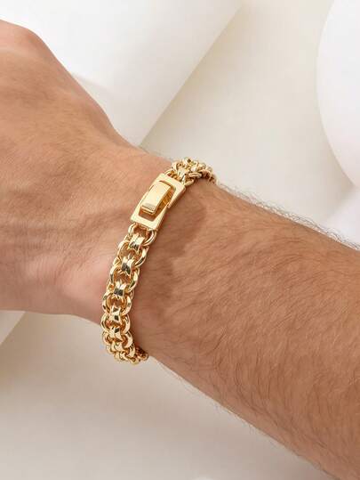 Ins-Inspired Metal Braided Bracelet, Unisex Business Casual Style Versatile Bracelet For Men