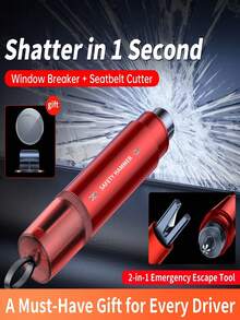 This Car Safety Hammer Combines A Seatbelt Cutter And A Glass Breaker, Making It An Essential Tool For Vehicle Emergency Escape. - A - View 8
