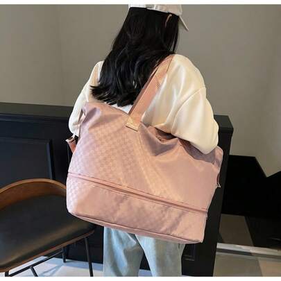Bolsa de gimnasio de gran capacidad con diseño de tablero de ajedrez 2026, bolsa de viaje con compartimento para zapatos para mujeres, bolsa de equipaje con separación de húmedo y seco, de cruzada, bolso minimalista de alta calidad