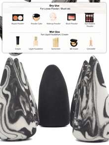 子弹头美妆蛋套装，黑白两色可选，超柔软美妆蛋，适用于眼部轮廓、粉底晕染，套装包含2/4/6/8/12个美妆蛋。 - 彩色 - 查看 5