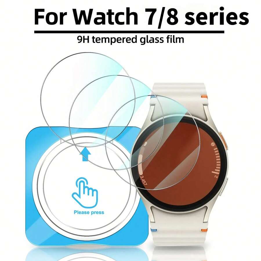 Comfort Fit Watch Screen Protector 3pcs Tempered Glass Screen Protector With Positioning Frame, Suitable For Galaxy Watch 8/7 Series. | 9H Hardness, High Definition, Transparent, Scratch-Resistant, Fingerprint-Proof, Bubble-Free Mother's Day Gift - 3pcs, Transparent - View 1