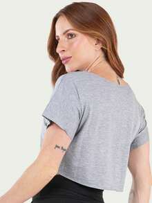 Kit 2 Cropped Feminino Fitness Academia - 淺灰色 - 查看 7
