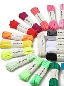 Classic Solid Color Semi-Circle Shoelaces, 120cm Oval Sports Shoes Laces, Colorful Matching, Unisex Sports Shoes Laces - Multicolor - View 1