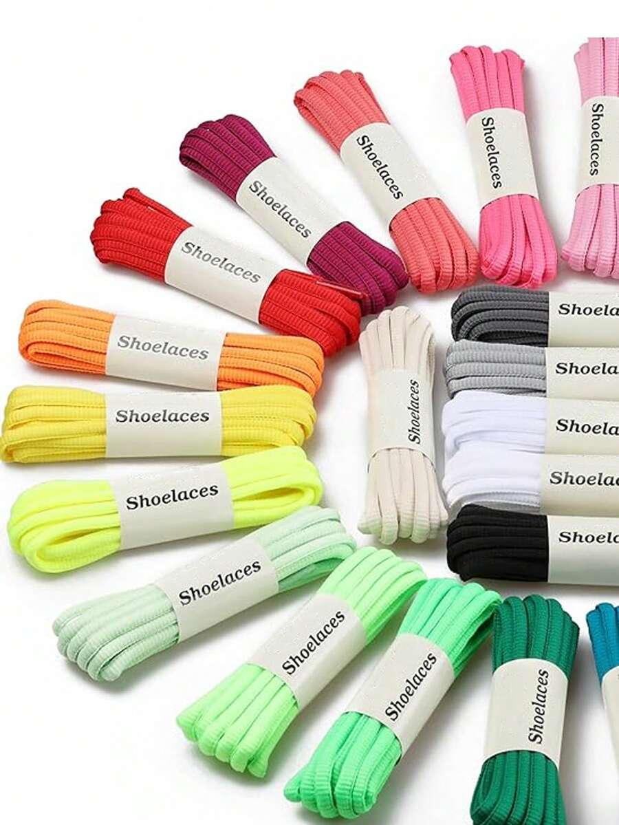 Classic Solid Color Semi-Circle Shoelaces, 120cm Oval Sports Shoes Laces, Colorful Matching, Unisex Sports Shoes Laces - Multicolor - View 1
