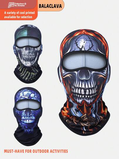 Fabulous Be Xtreme Summer Skull Outdoor Cycling Balaclava Mask, Elastic Breathable Sun Protection Dust-Proof Face Cover, Comfortable Helmet Liner