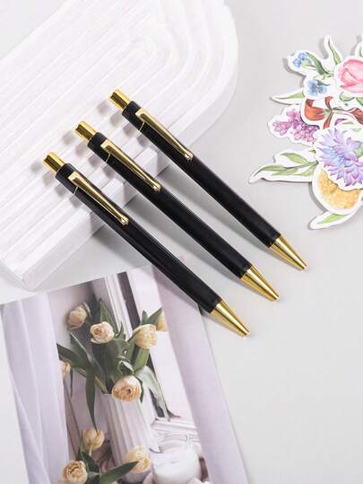 1PC Press-Type Hexagonal Ballpoint Pen, 1.0mm Tip Design Black Signature Pen, Suitable For Exams, Classroom Notes, Stylish And Portable Business Writing Pen