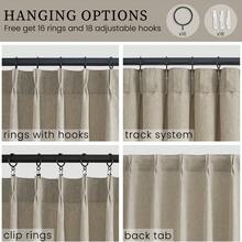2 Panels Natural Pinch Pleated Semi-Shading Curtains Textured Linen Blended Window Curtains For Living Room Bedroom Pinch Pleat Drapes With Hooks - 深亞麻色 - 查看 6