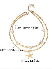 Bộ 2 vòng cổ hình sao biển và hạt cườm, phù hợp với phong cách Boho, mùa hè. - Nhiều màu - Xem 3
