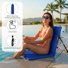 Jetec - Silla plegable para respaldo de piso portátil con bolsa de almacenamiento asiento ligero y perezoso para cama interior y exterior parque césped conciertos playa senderismo color azul - Azul marino - Ver 3