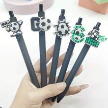 10pcs Football Themed Retractable Ballpoint Pens, Cute Stationery, Assorted Colors, Durable Plastic Material, Suitable For Students And Office Use - Football - View 3