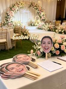 客製化加大手持臉部造型牌 新郎新娘臉部圖案個性化切割手把牌 適用單身女派對與婚禮裝飾 - 彩色 - 查看 3
