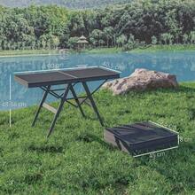 Height-Adjustable Folding Camping Table With Metal Grid, Foldable Garden Table Made Of Aluminum, Lightweight Multifunctional Table, Side Table For Garden, Balcony, Camping, 90 X 40.5 Cm, Black - Black - View 2