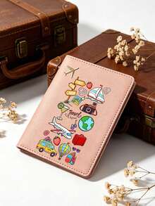 1PC Cute Cartoon Pattern PU Passport Cover, Travel Wallet With Card Slots - Suitable For Men, Women, Global Travel Passport Holder, Business Travel People Unique Gift, White, Black, Yellow, Pink, Blue, Red, 6 Color Options, Travel Essential, Passport Holder - Multicolor - View 2