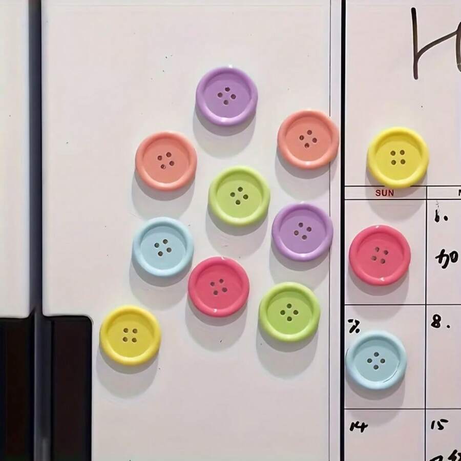 5pcs/10pcs/15pcs Colorful Button-Shaped Refrigerator Magnets - Fashionable And Vibrant Fridge Magnets, Novelty Refrigerator Stickers, Suitable For Home Kitchen Office Whiteboard Decor, Fridge Kitchen Magnets - Multicolor - View 1