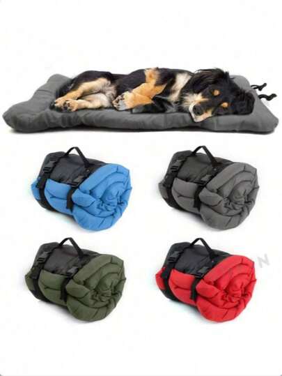 1pc Portable Dog Bed Mat, Suitable For All Breeds, Roll-Up Travel Pet Pad, Soft Polyester Fiber Dog Mat, For Home And Outdoor Use