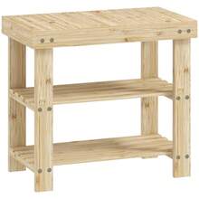 Two Shelf Bamboo Shoe Storage Bench - Natural Finish - Natural Wood - View 10