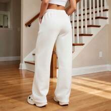 Baggy Sweatpants, Wide Leg Style, Bear Print, Graphite, Me Next Time, Streetwear Print - Off White - View 2