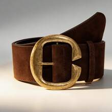 1pc Y2K Style Wide Pleated Waist Belt, Waist Cinching Design, Suitable For Dresses, With Fashionable American Style - Coffee - View 8