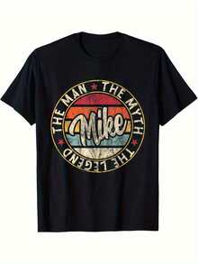 Camiseta de Hombre Mike: El Mito, La Leyenda - 100% Algodón, Cuello Redondo Casual, Ideal para Entrenamiento y Ropa Casual - Mike Icónico, Lavable a Máquina, Ajuste Cómodo para Primavera, Verano, Otoño, Actividades al Aire Libre y Uso Casual para Hombres - Blanco - Ver 1