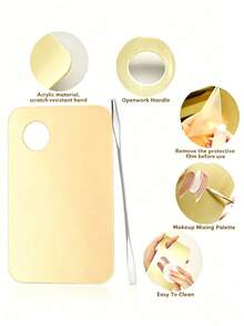 1/2 pièces Palette en acier inoxydable, palette de peinture à l'huile professionnelle pour artiste, surface lisse et antidérapante pour le mélange des couleurs, convient aux artistes, débutants, étudiants, peut être utilisée pour la vanité, les voyages, la chambre à coucher et les cosmétiques - Doré - Voir 5