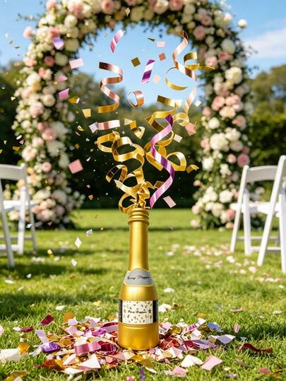 1 Bộ Pháo Giấy Kim Tuyến Champagne | Pháo giấy kim tuyến vàng không cần áp lực, Phụ kiện tạo không khí tiệc tùng, Thích hợp cho đám cưới, sinh nhật, Giáng sinh và Năm mới.