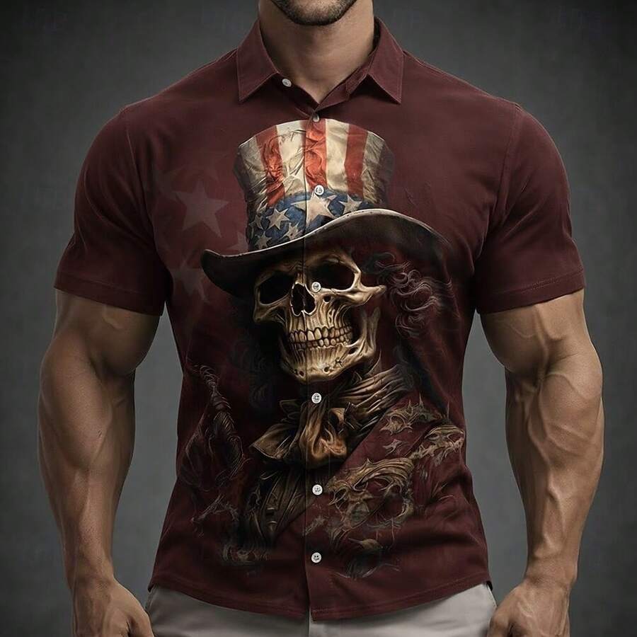 America's 250th Anniversary Independence Day Men's American US Flag Patriotic Fourth Of July Shirt Summer Shirt Button Up Shirt Short Sleeve Fashion Casual Holiday Summer Spring Turndown 3D Print - A508D-AL25286 - 查看 1