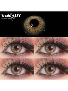 (0.00-8.00 Grados) 1 Par, Lentes cosméticos de ojos marrones, Lentes de contacto de diámetro natural, Maquillaje de belleza para ojos para el trabajo, la escuela, el uso diario, fiestas, 14.00 mm, Uso anual - Marrón - Ver 3