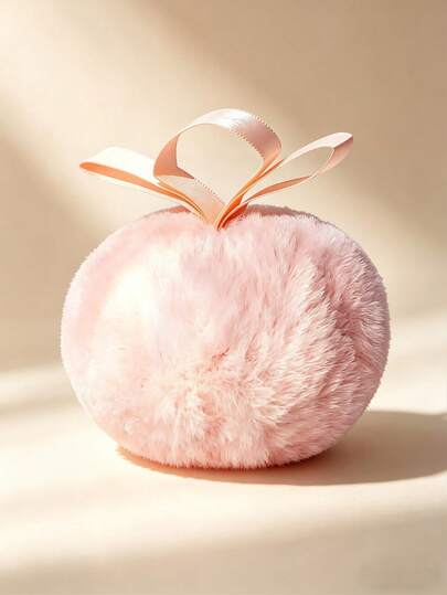 1pc Ultra Soft High Density Sakura Pink Fluffy Highlighter Puff, Extra Large Plush Round Powder Puff For Face Brightening And Setting, With Satin Hanging Cord, Portable Design, Instagrammable High-Quality Facial Glow Enhancer, Strong Powder Pickup, Non-Flaky And Skin-Friendly, Dry And Wet Usable, Easy To Clean, Beginner-Friendly Makeup Tool For Daily Use