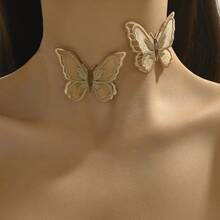 1 chiếc vòng cổ choker ren nhiều lớp hình bướm thời trang, gợi cảm, thanh lịch, tinh tế, lãng mạn, phù hợp cho phụ nữ mặc hàng ngày, đi chơi, dự tiệc, lễ hội âm nhạc, các buổi liên hoan. Món quà tuyệt vời dành cho bạn bè, Ngày của Mẹ. - Màu Khaki - Xem 2